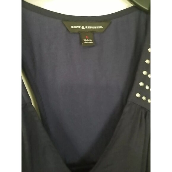 Rock & Republic Shirt Top Womens Size Large Blue Studded Sleeveless - Picture 4 of 10